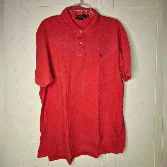 Polo by Ralph Lauren Vintage Polo T-shirt Red with Navy Blue Pony Sz XXL Mens - Picture 1 of 10